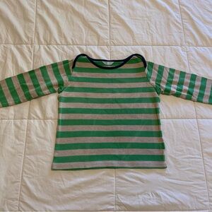 Baby Boden Green and Gray Striped Long-Sleeve Tee